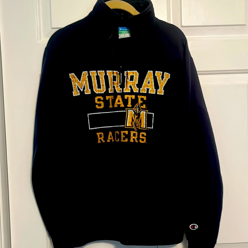 Navy blue and gold MSU halfzip sweatshirt